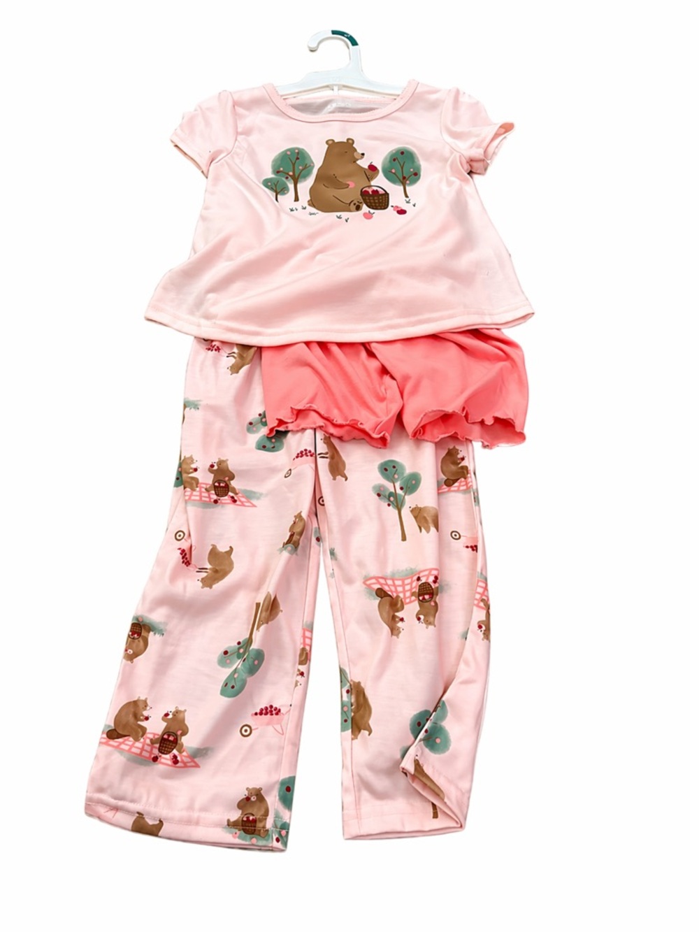 Carter's Pink Bear Print Pajama Set with Coral Shorts